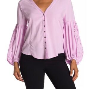 Laundry By Shelli Segal Embroidered Balloon Sleeve Blouse
Purple Women's Size S